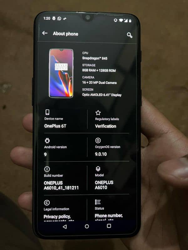 ONEPLUS 6T PTA DUAL SIM 8/128 6