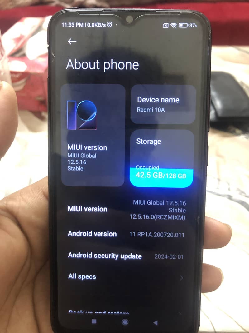 Xiaomi  Redmi 10A 10/8 Condition With Box PTA 6GB 128GB 1