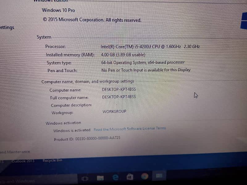 Dell Inspiron 5537  core i5 3
