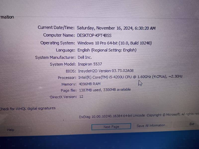 Dell Inspiron 5537  core i5 4