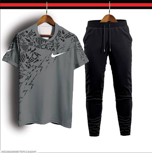 2 Pcs Men's Micro Interlock Printed Track Suit 0