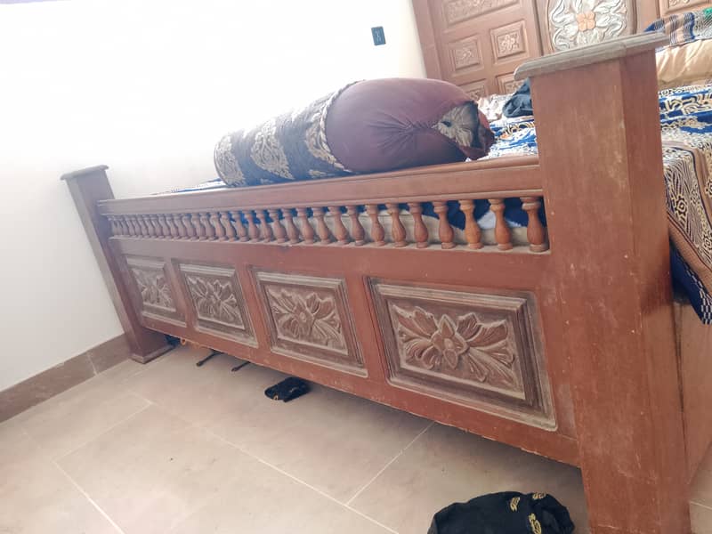 King size Bed pure Woden with side table 2