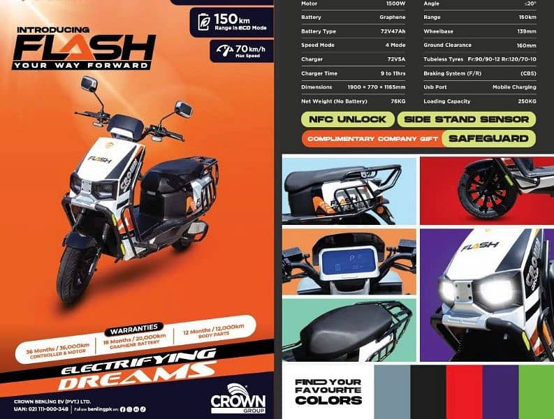 Benling Flash Electric Scooty / Bike 2025 New Zero Meter 5