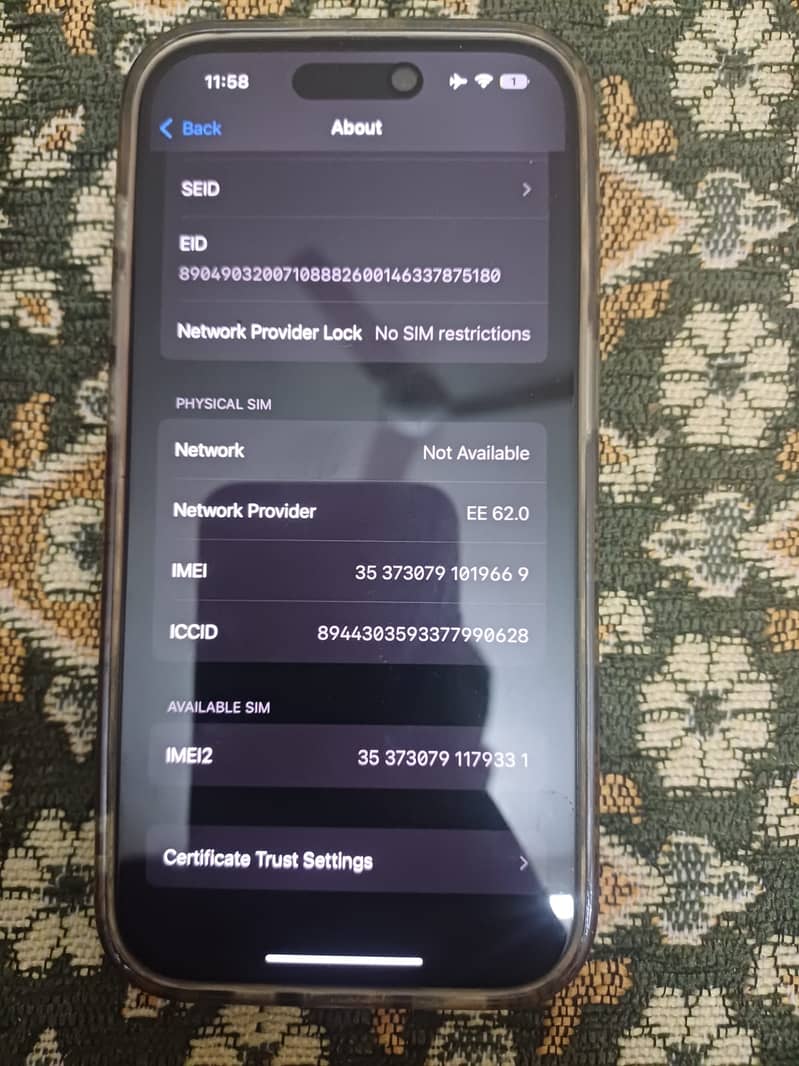 iphone 14 pro 128GB with 85% health non PTA 1