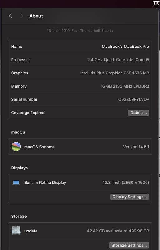 Mac Pro 2019 13" 500 GB 5