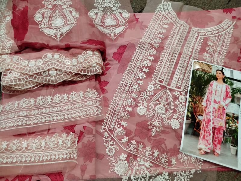 printed lawn suit shirt  trouser Chiffon dupatta Whatsapp 03293779436 5