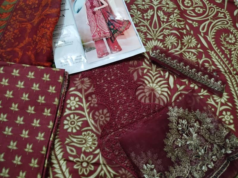 printed lawn suit shirt  trouser Chiffon dupatta Whatsapp 03293779436 10