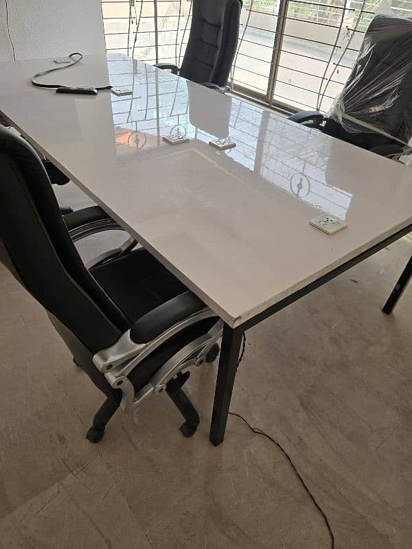 Office Table with 6 Rolling Chairs – Ready-to-Use Setup 1