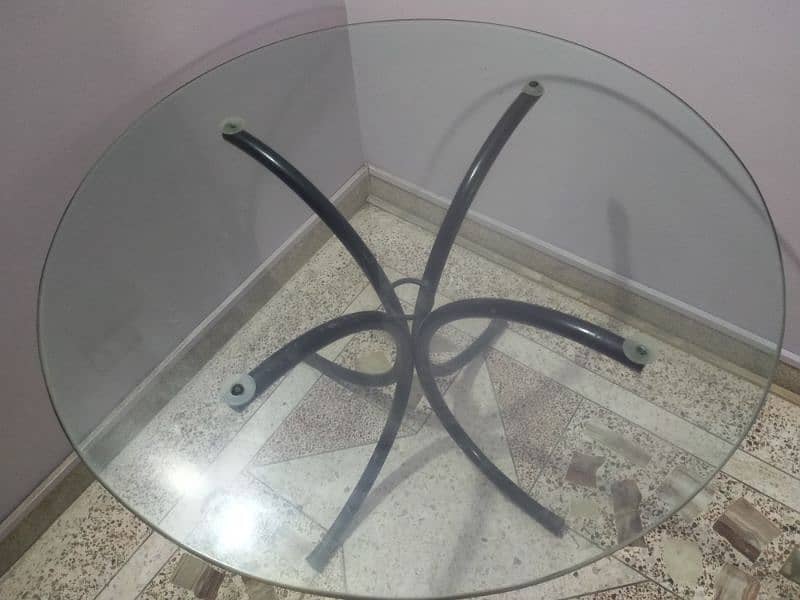GLASS DINNING TABLE WITH 4 Wooden CHAIRS 15