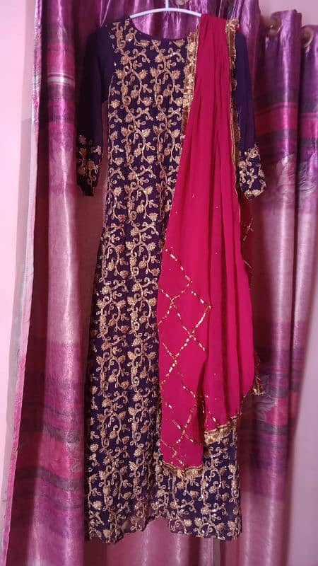 Embroidered Maxy and dupatta with gotta work 1