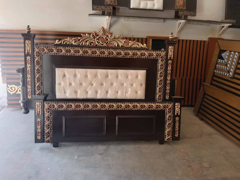 wooden double bed side table and dressing table 0