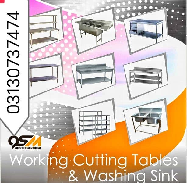 steel working table cutting table washing sink fast food pizza restaur 0