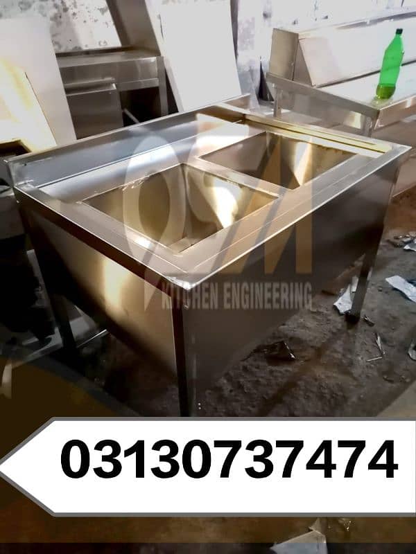 steel working table cutting table washing sink fast food pizza restaur 9
