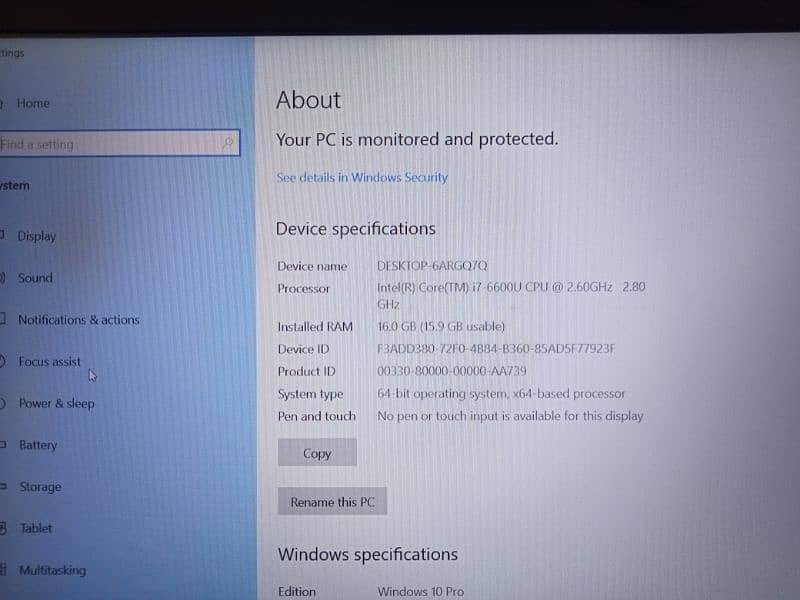 Dell i series core i7 6th generation 7