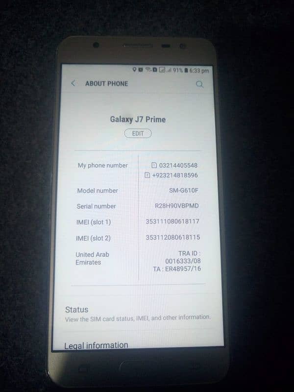 Samsung Galaxy j7 prime 3gb 16gb sim working panel change h 3