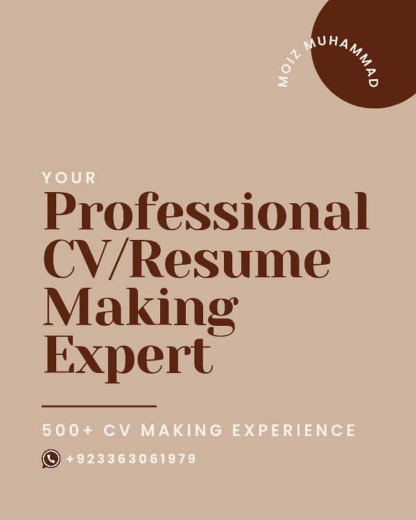 Professional CV Making Expert 1 Year Experience 0