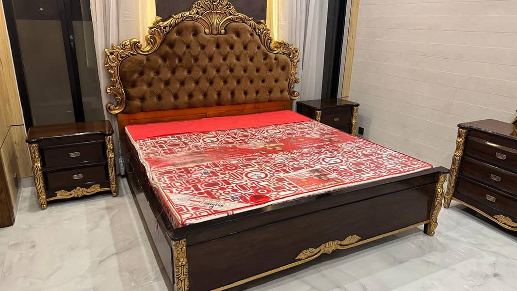 Classic King Bed Set | Solid Wood | Mattress & Dressing 7