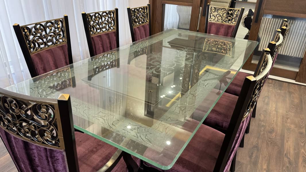 Elegant Glass Dining Table with 8 Luxury Cushioned Chairs 7