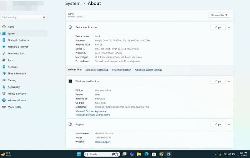 Microsoft laptop Surface 2 4