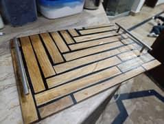 resin and wood tray