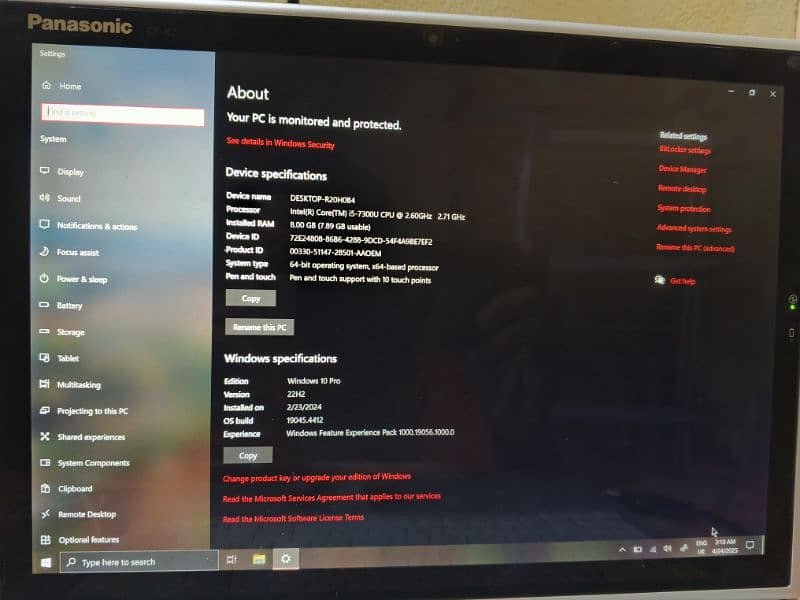 Panasonic i5  7 gan touch screen 4