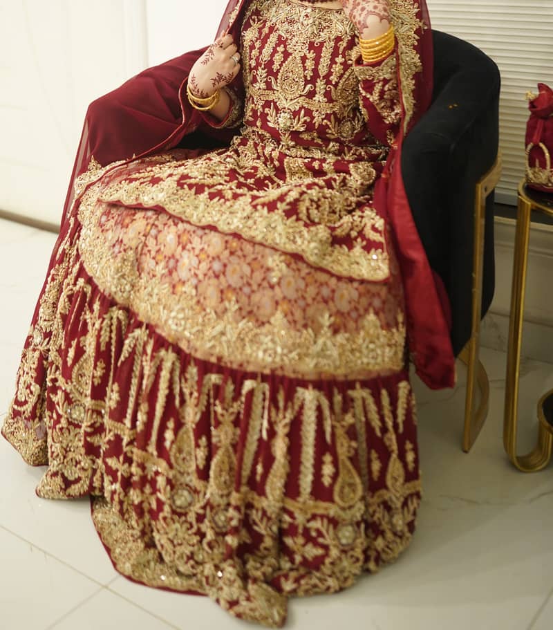 Luxury Bridal Red Lehenga – Heavy Embroidered Wedding Dress For Sale 2