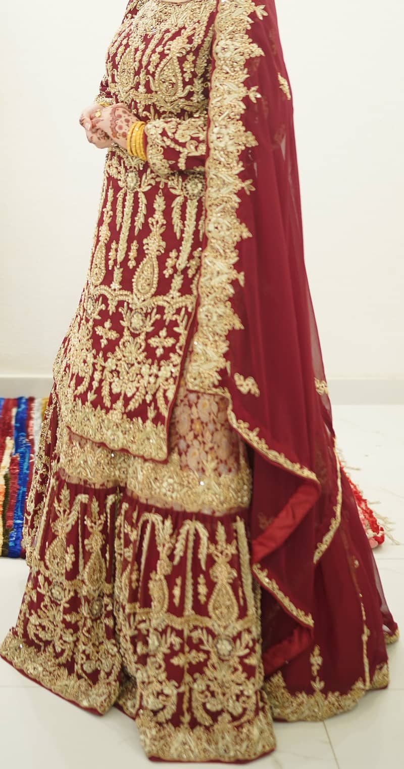 Luxury Bridal Red Lehenga – Heavy Embroidered Wedding Dress For Sale 3