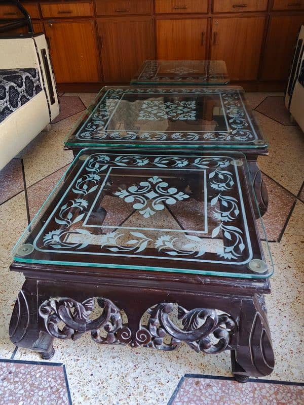 Center Table - Wooden Table - Chinioti Table - Table with 8mm Glass 0