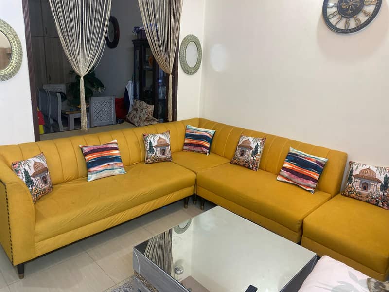 Stylish Yellow 7-Seater Sofa Set – Great Condition & Affordable! 0
