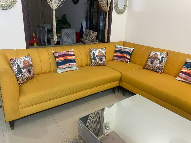 Stylish Yellow 7-Seater Sofa Set – Great Condition & Affordable! 2