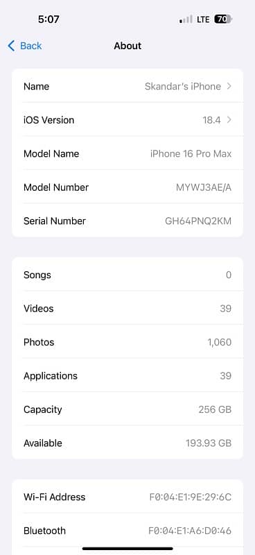 Iphone 16 Pro max 256gb 35 battery cycle 2