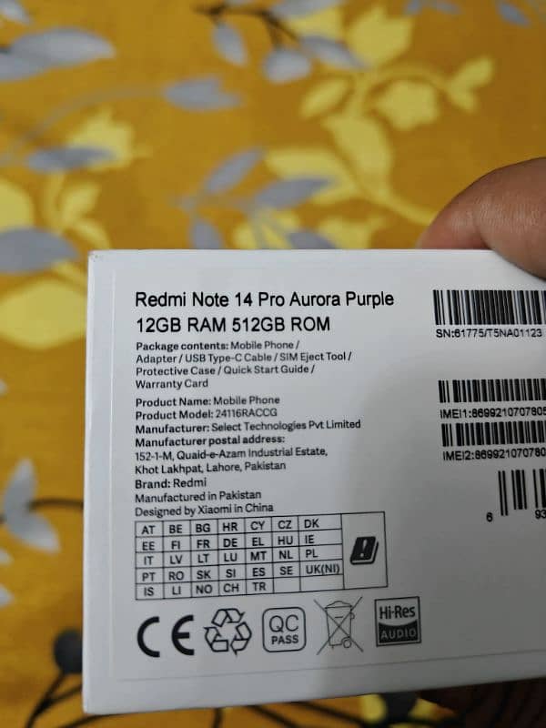 Redmi Note 14 pro 512 gb new unused just box open one day sabzazar 1