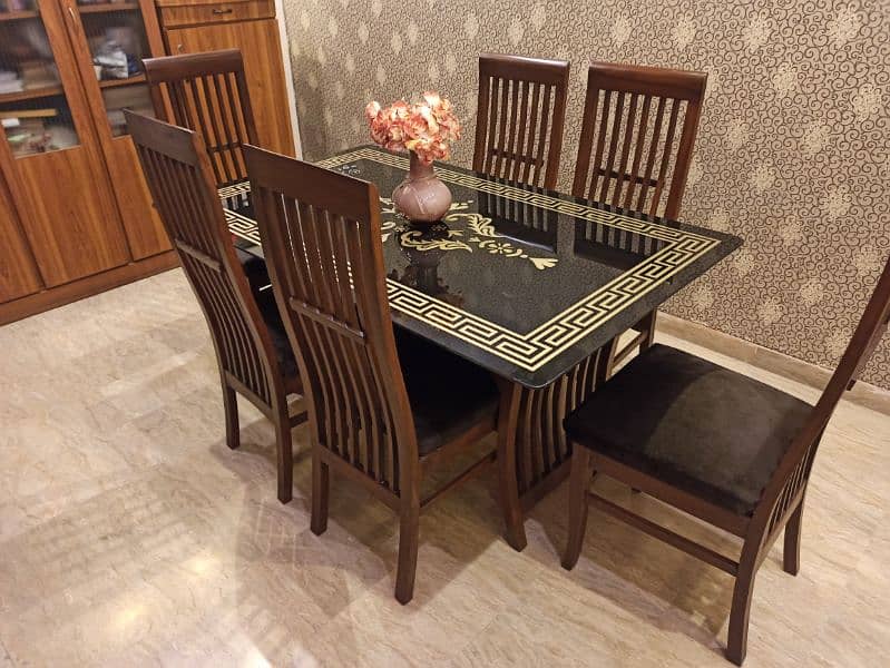 6 chairs dining table / dining table / glass top dining table 0