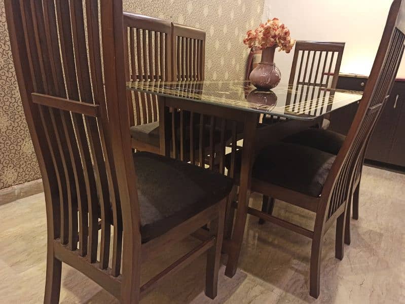 6 chairs dining table / dining table / glass top dining table 1