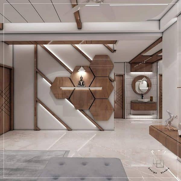 CNC Ceiling,Media Wall,Water Fall, Office Renovation 03088013191 5