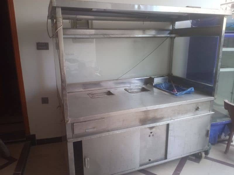 fries counter + Shwarma Machine + Chiller + racks 2 piec 2