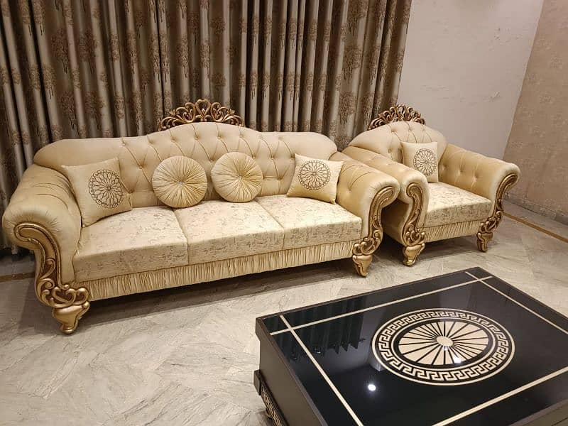 drawing room sofa / 6 seater sofa / golden sofa 0