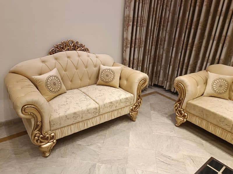 drawing room sofa / 6 seater sofa / golden sofa 1