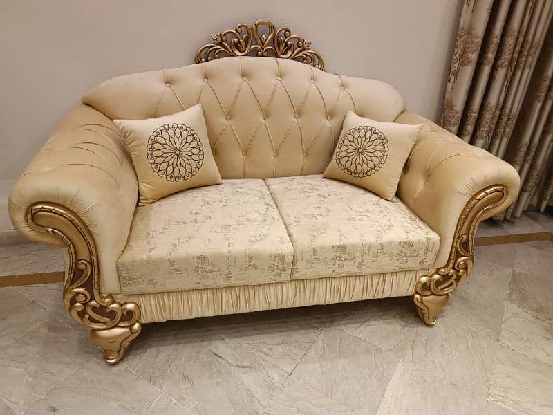 drawing room sofa / 6 seater sofa / golden sofa 2