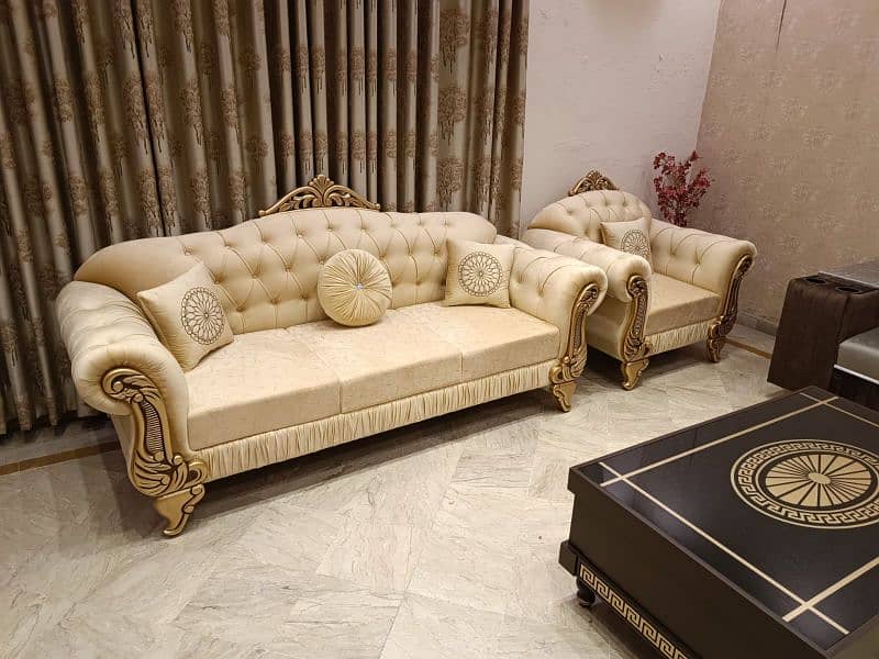 drawing room sofa / 6 seater sofa / golden sofa 3