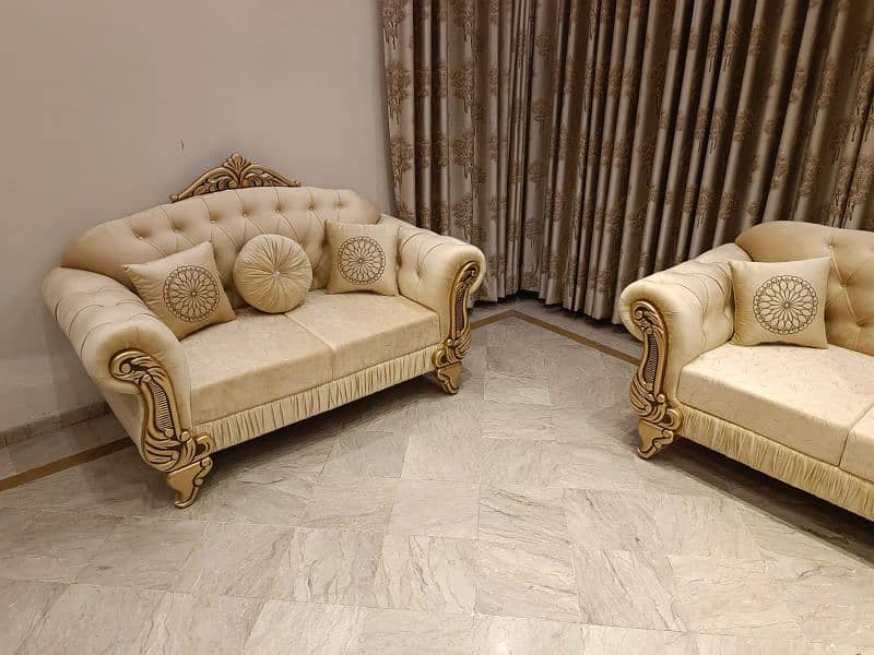 drawing room sofa / 6 seater sofa / golden sofa 4