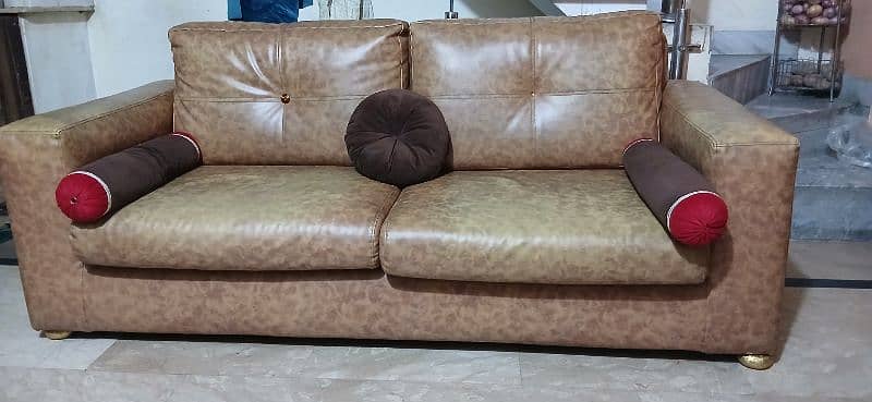 Pure wood 6 seater sofa with table. 1