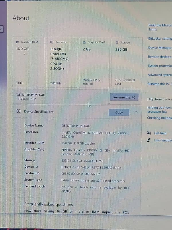 hp zbook 17 g2 gaming laptop Heavy processor plus gpu 4