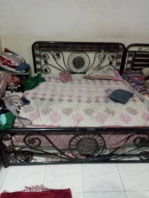Iron Double Bed with mattress Sold 4