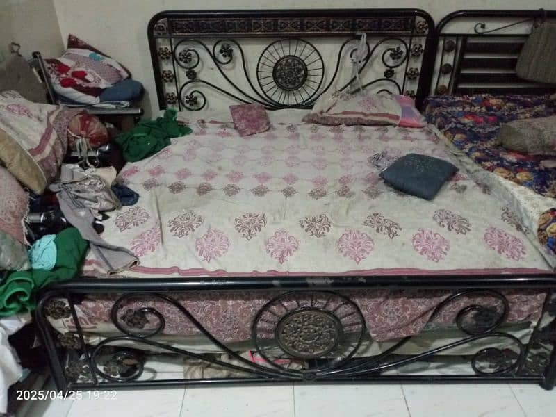 Iron Double Bed with mattress Sold 5