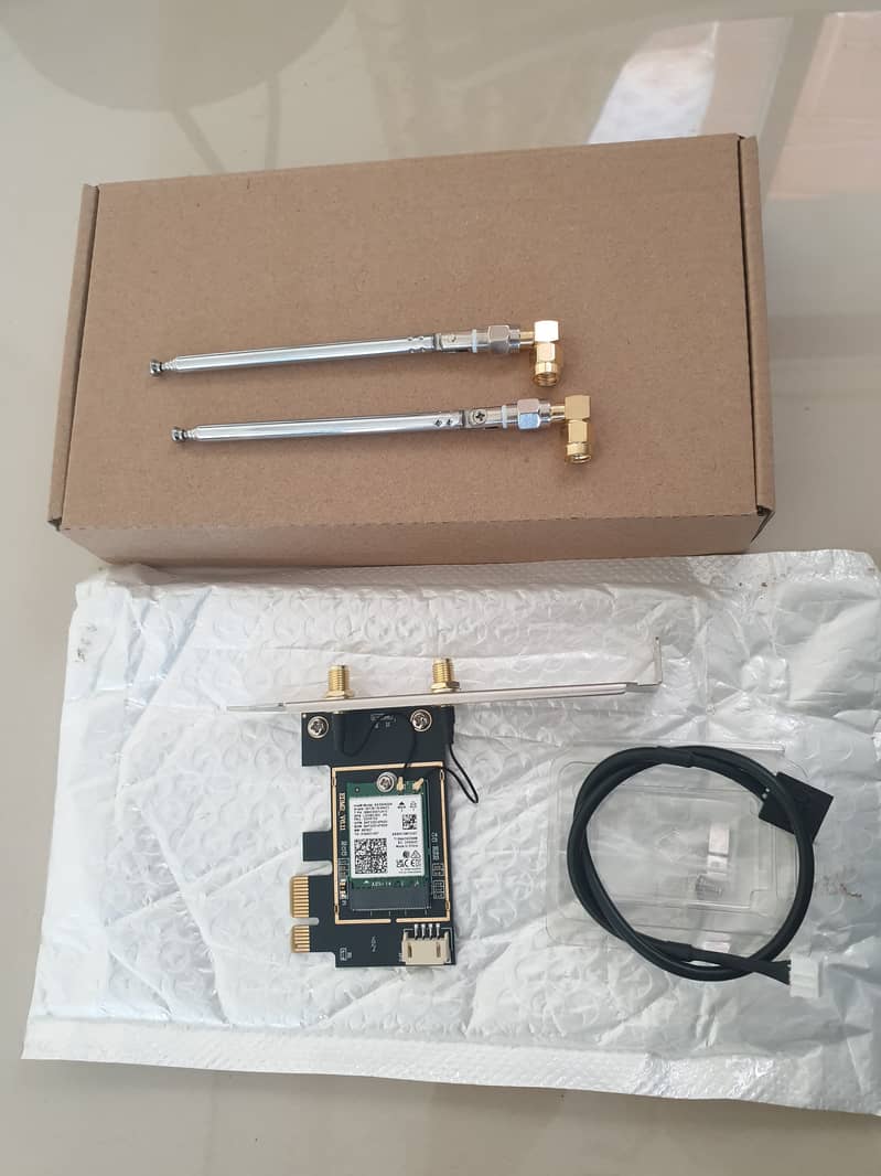 Wifi6 card Intel AX200, 160MHZ, 3000MB, BT, 14 DBI Metal Antennas 3