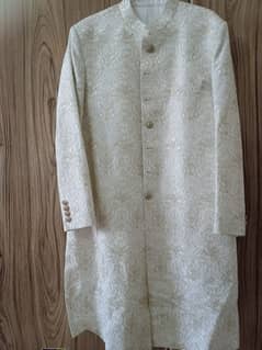 Royal Cream & Gold Sherwani Set for Groom – With Turban & Juttis