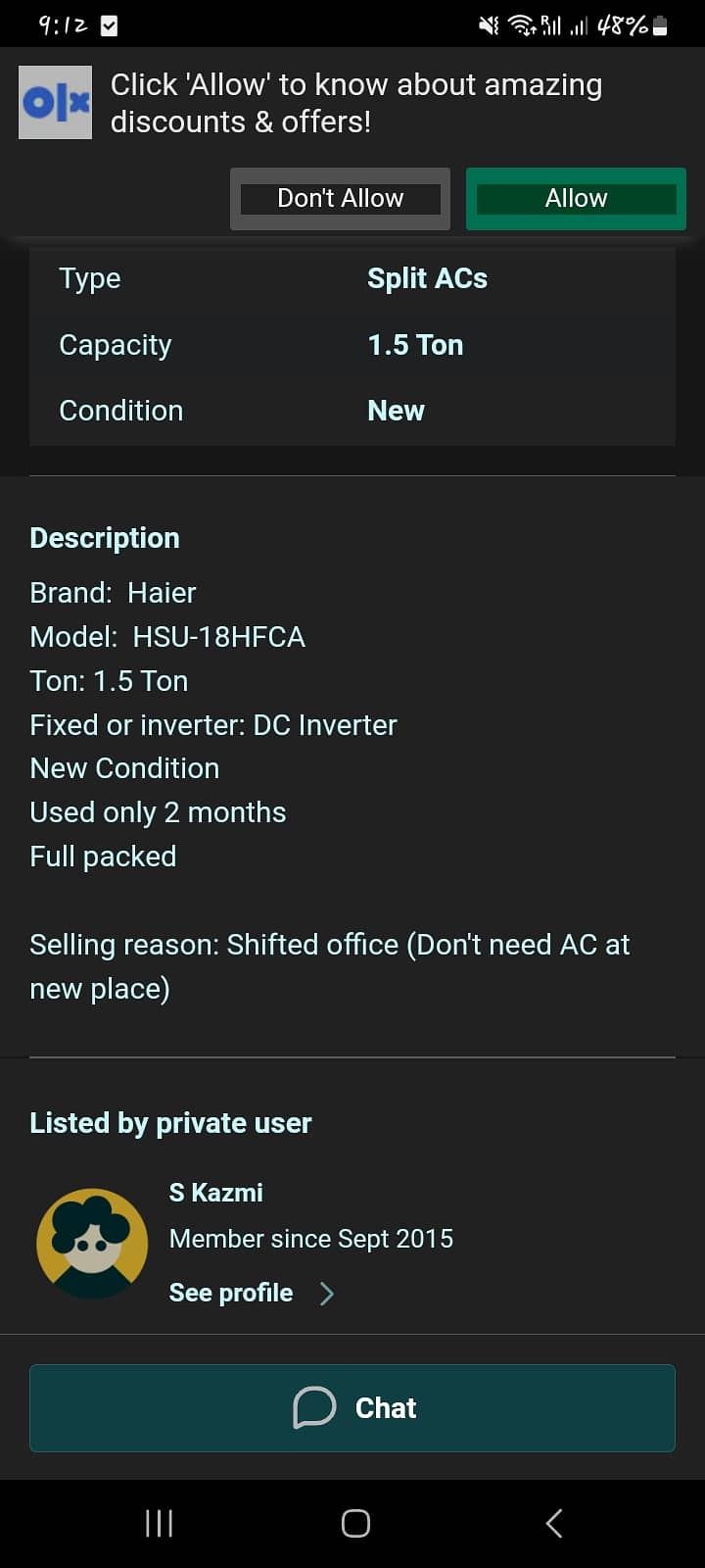 Urgent sale new AC just one month use 1