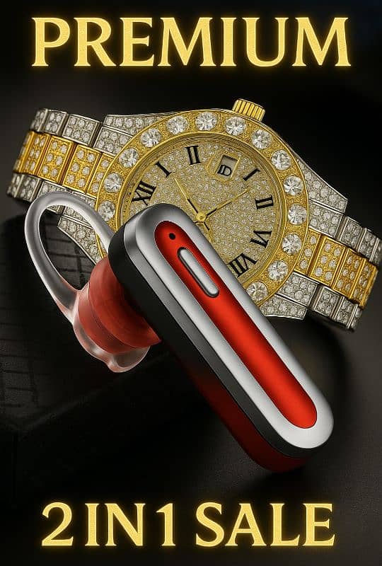 2IN 1 DIAMOND MEN'S WATCH WITH FREE EARBUD |  | HOME DELIVERY | 0