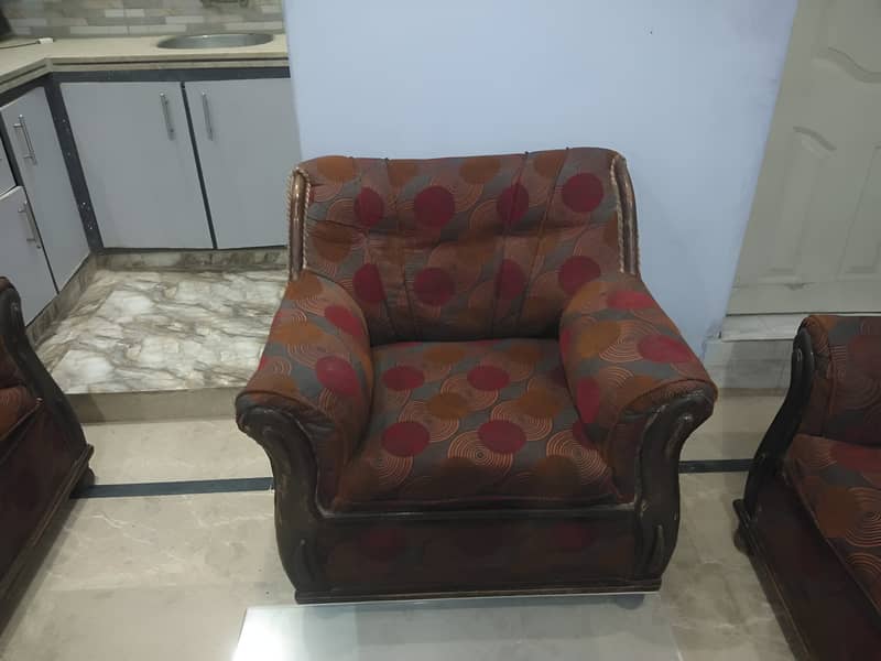 Used 7-Seater Sofa Set with Glass Center Table for Sale Good Condition 2